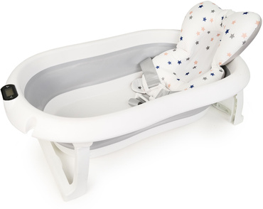 SKŁADANA WANIENKA DLA NIEMOWLAKA turystyczna TERMOMETR PODUSZKA wanna SZARA