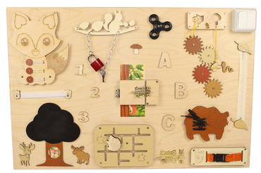 DUŻA TABLICA MANIPULACYJNA sensoryczna LAS DREWNIANA MONTESSORI polska XXL