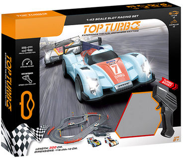 DUŻY TOR Samochodowy WYŚCIGOWY 300cm USB 2 AUTKA 1:43 ŚWIATŁA elektryczny