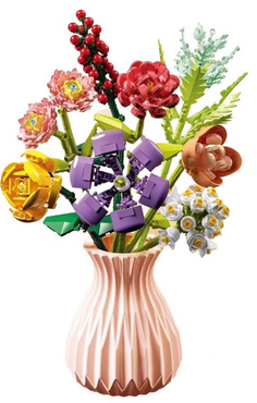 KLOCKI konstrukcyjne KWIATY ZESTAW BUKIET KWIATÓW W WAZONIE 724 elementów kwiatki