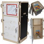 LODÓWKA DREWNIANA Z TABLICĄ KREDOWĄ MAGNETYCZNĄ 4w1 LITERKI TABLICA Naturalna