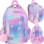 ST.RIGHT PLECAK SZKOLNY 3-KOMOROWY TORNISTER KLASA 1-3 RÓŻOWE MOTYLKI BP-26 PINK BUTTERFLIES