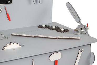 DUŻY DREWNIANY WARSZTAT MAJSTERKOWICZA ZNIKOPIS NARZĘDZIA ZESTAW