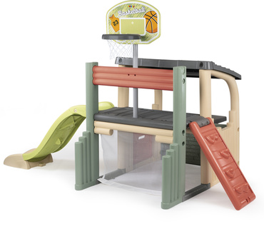 SMOBY CENTRUM ZABAW ZJEŻDŻALNIA 150cm BRAMKA DOMEK KOSZ ŚCIANKA WSPINACZKOWA ZESTAW 5w1 ANTI-UV