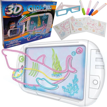 TABLICA 3D PODŚWIETLANA KOLOROWA LED SZABLONY ZESTAW