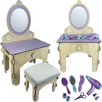 DREWNIANA TOALETKA  dla dziewczynki Z TABORETEM I AKCESORIAMI