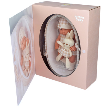 LALKA BOBAS REALISTYCZNA Z KRÓLICZKIEM + NOSIDEŁKO AKCESORIA łóżeczko 33 cm NA PREZENT 