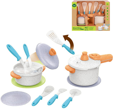 ZESTAW NACZYŃ DLA DZIECI AKCESORIA KUCHENNE KUCHNIA 14el organiczny plastik