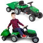 OGROMNY TRAKTOR NA PEDAŁY Z PRZYCZEPĄ XL 143cm ZIELONY