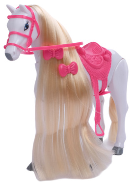 LALKA Z CHODZĄCYM KONIEM CHODZĄCY KOŃ Z GRZYWĄ DŹWIĘKIEM + SIODŁO akcesoria