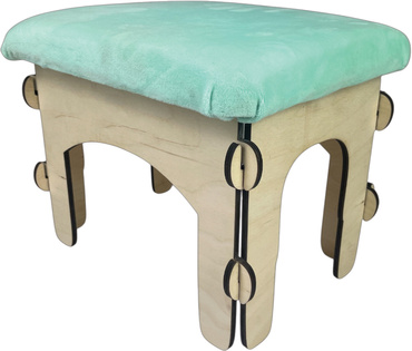 DREWNIANY TABORET DLA DZIECI STOŁEK do pokoju dziecięcego MIĘKKI PUFA polski MIĘTOWY