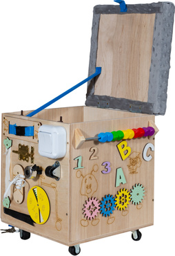 PUFA SKRZYNIA MANIPULACYJNA SENSORYCZNA schowek POJEMNIK Na Zabawki TABLICA