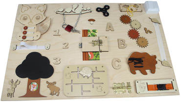 DUŻA TABLICA MANIPULACYJNA sensoryczna LAS DREWNIANA MONTESSORI polska XXL