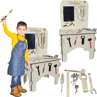 DUŻY DREWNIANY WARSZTAT MAJSTERKOWICZA ZNIKOPIS NARZĘDZIA ZESTAW