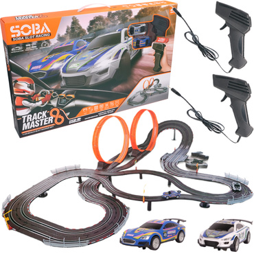 OGROMNY TOR SAMOCHODOWY LED Wyścigowy ELEKTRYCZNY 865cm PĘTLE 2 AUTA USB