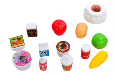 DUŻA LODÓWKA Z KOSTKARKĄ DLA DZIECI światło dźwięki PARA WODNA zestaw 28el