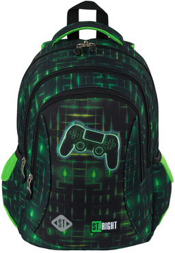 ST.RIGHT PLECAK SZKOLNY 3-KOMOROWY TORNISTER KLASA 1-3 DLA GRACZA BP-26 NEON PAD