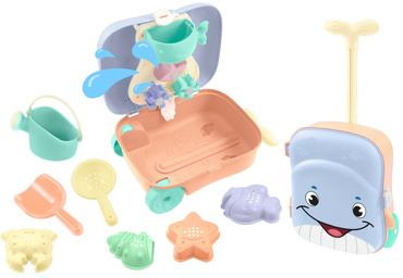 ZESTAW DO ZABAWY W PIASKU WODZIE W WALIZCE KONEWKA FOREMKI 8el MOCHTOYS