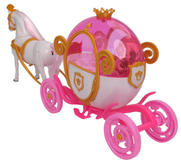 KARETA DYNIA Z CHODZĄCYM KONIEM Chodzący KOŃ KAROCA LALKA KSIĘŻNICZKA RÓŻOWA