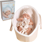 LALKA BOBAS REALISTYCZNA Z KRÓLICZKIEM + NOSIDEŁKO AKCESORIA łóżeczko 38 cm NA PREZENT 