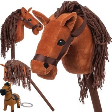 KOŃ NA KIJU HOBBY HORSE GŁOWA KONIA PLUSZOWY KONIK DŹWIĘK BRĄZOWY