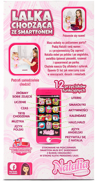 Lalka NATALIA CHODZĄCA ZE SMARTFONEM Mówi PL-ANG
