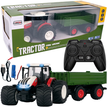 DUŻY TRAKTOR STEROWANY ŚWIATŁA RC CIĄGNIK USB