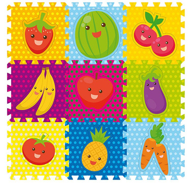 MATA PIANKOWA EVA 86x86 PUZZLE DYWAN OWOCE 9el