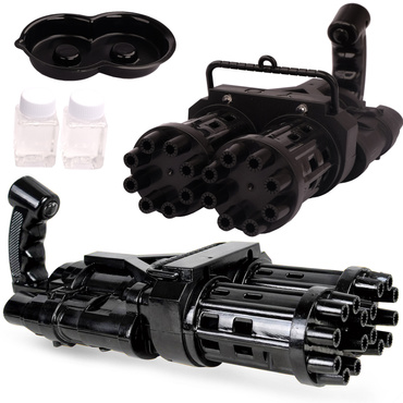 PISTOLET MASZYNA DO BANIEK MIOTACZ MINIGUN Bazooka ŚWIECĄCY 2 PŁYNY