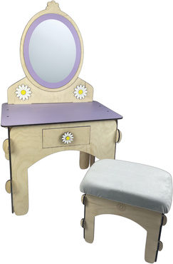 DREWNIANA TOALETKA  dla dziewczynki Z TABORETEM I AKCESORIAMI
