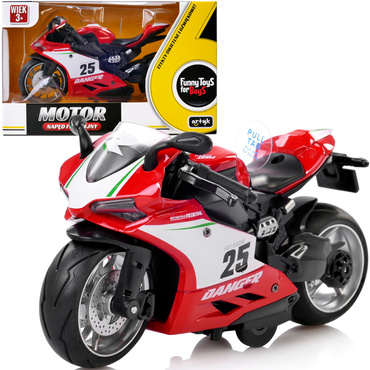 MOTOCYKL Z NAPĘDEM MOTOR Światło Dźwięk POJAZD ŚCIGACZ CZERWONY