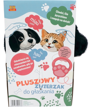 PIESEK INTERAKTYWNY CHODZĄCY NA SMYCZY PIES CHODZI SZCZEKA MERDA LIŻE REAGUJE NA DOTYK