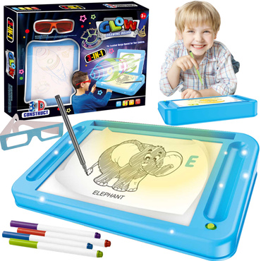 DUŻA TABLICA PODŚWIETLANA OKULARY 3D SZABLONY LED 3w1 ZESTAW