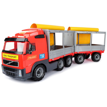 VOLVO DUŻA CIĘŻARÓWKA Z PLANDEKĄ I PRZYCZEPĄ 77cm