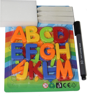 LODÓWKA DREWNIANA Z TABLICĄ KREDOWĄ MAGNETYCZNĄ 4w1 LITERKI TABLICA Naturalna