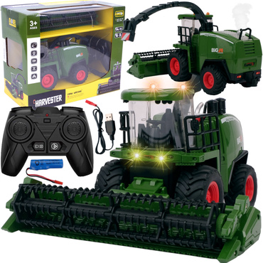 KOMBAJN ZDALNIE STEROWANY Zbożowy TRAKTOR Światła DYM Z KOMINA RC USB