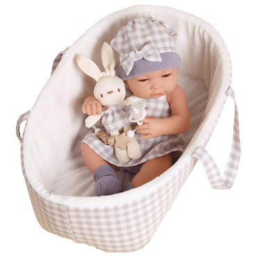 LALKA BOBAS REALISTYCZNA Z KRÓLICZKIEM + NOSIDEŁKO AKCESORIA łóżeczko 38 cm NA PREZENT 