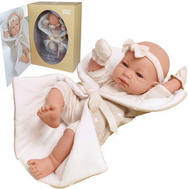 LALKA BOBAS REALISTYCZNA + AKCESORIA kocyk becik smoczek 38 cm NA PREZENT 