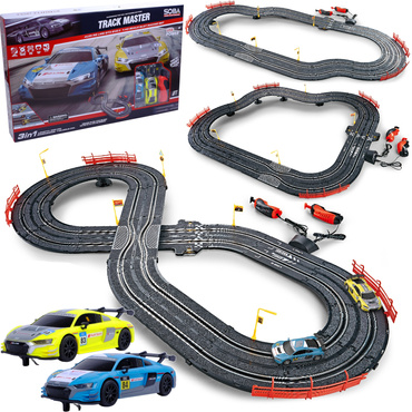 DUŻY TOR SAMOCHODOWY 3w1 Wyścigowy 320cm 2 AUTA AUDI R8 3 wersje toru LICENCJA AUDI