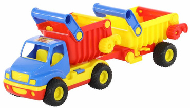 Samochód WYWROTKA GUMOWE KOŁA AUTO Z PRZYCZEPĄ 50cm
