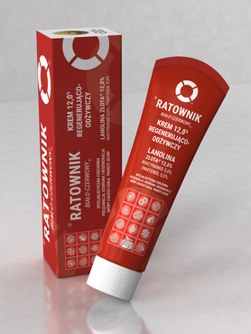 KREM RATOWNIK 12% multifunkcyjny ochronny regenerujący MAŚĆ LANOLINOWA 90g RETTER