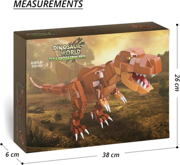 KLOCKI KONSTRUKCYJNE DINOZAUR T-REX TYRANOZAUR REX 350 el RUCHOME ELEMENTY