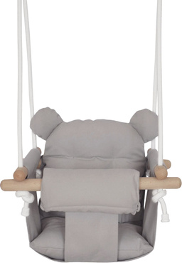 DREWNIANA HUŚTAWKA DLA DZIECI niemowląt MIĘKKA BEZPIECZNA FOTELIK Z PASAMI 6M+