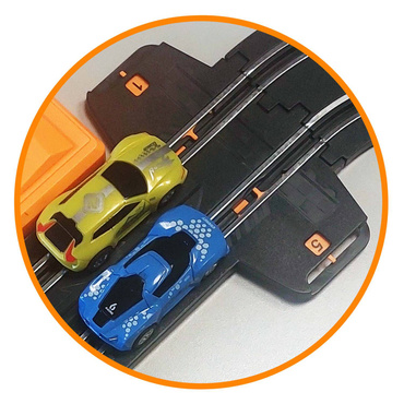 DUŻY TOR SAMOCHODOWY Wyścigowy ELEKTRYCZNY 838cm PĘTLE 2 AUTA ZASILACZ światło LED