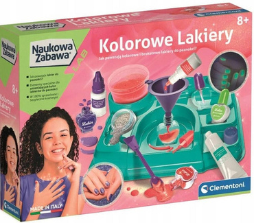 KOLOROWE LAKIERY NAUKOWA ZABAWA ZESTAW CLEMENTONI