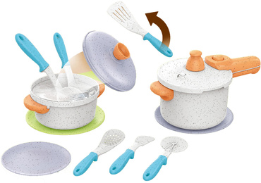 ZESTAW NACZYŃ DLA DZIECI AKCESORIA KUCHENNE KUCHNIA 14el organiczny plastik