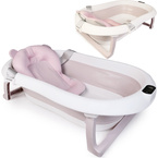 SKŁADANA WANIENKA DLA NIEMOWLAKA turystyczna TERMOMETR PODUSZKA wanna RÓŻOWA