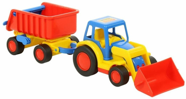DUŻY TRAKTOR Z PRZYCZEPĄ SPYCHACZ WYWROTKA 41 cm