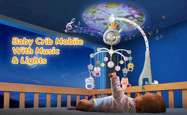 KARUZELA DO ŁÓŻECZKA 3w1 PROJEKTOR LAMPKA NOCNA PILOT NIEBIESKA