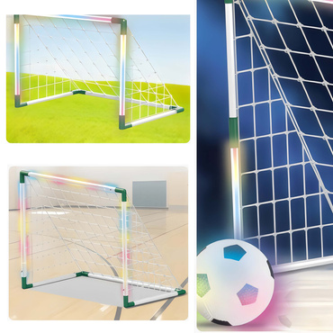 BRAMKA LED PIŁKARSKA 85x68cm DLA DZIECI PODŚWIETLANA ZESTAW PIŁKA + POMPKA